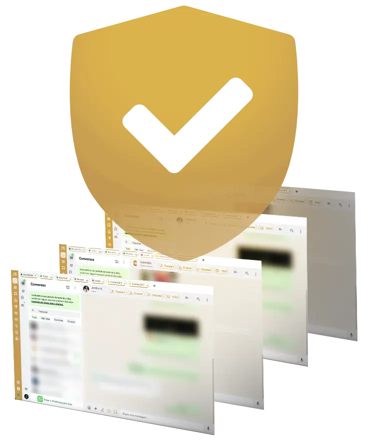 Escudo de segurança sobre telas de conversas do WhatsApp protegidas